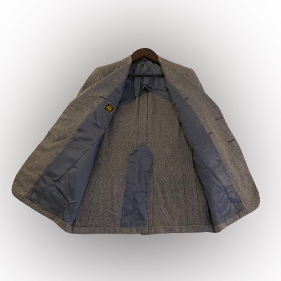 OXXFORD CLOTHES Blazer (44, Grey/Herringbone, Wool) - Picture 2 of 4